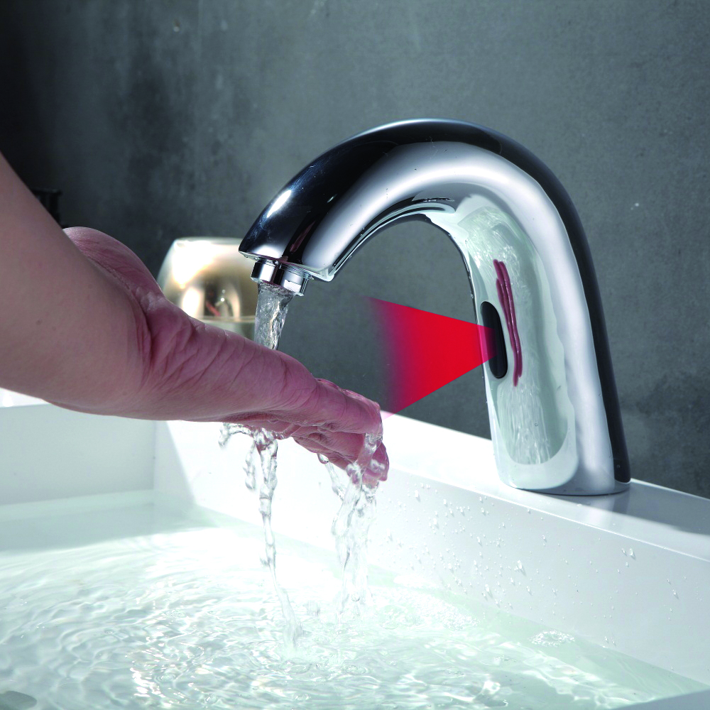 Robinet automatique infrarouge  Wash basin, Chrome bathroom