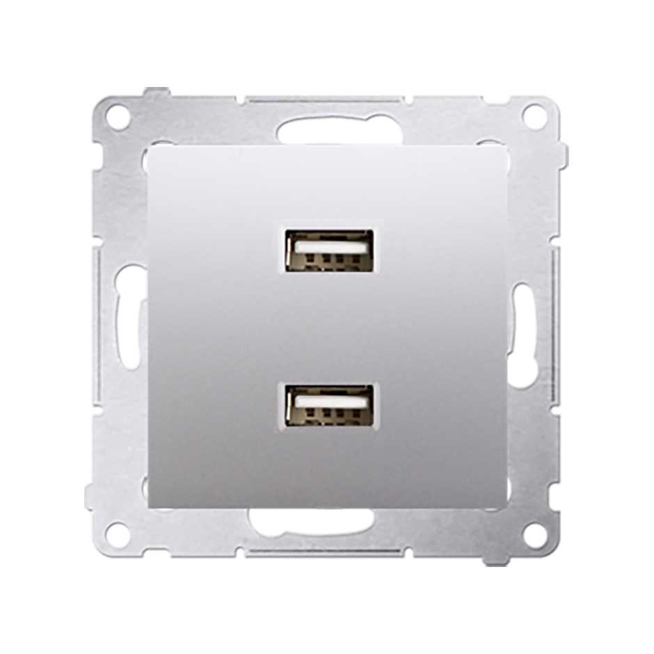 Double chargeur USB 2,1 A 5V DC 230 V Argent mat Simon 54