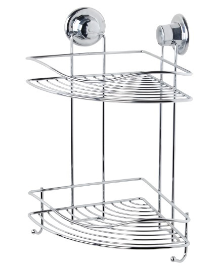 ETAGÈRE D'ANGLE A  CROCHETS 2 NIVEAUX AVEC VENTOUSE