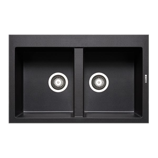EVIER PYRAMIS EN PYRAGRANITE CARBON,2 BACS SANS EGOUTTOIR