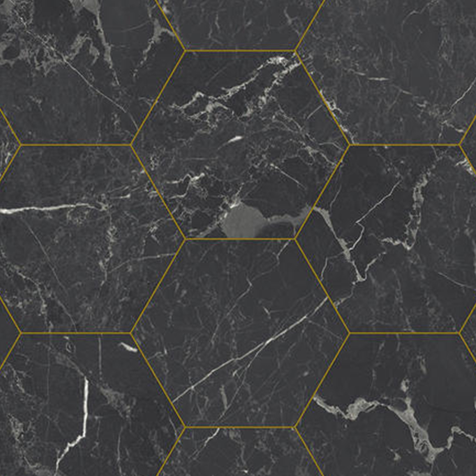 GERFLEX ICONIK LIFE 2.6MM NERO MARQUINE HEXAGON/GOLD. LE (M²)
