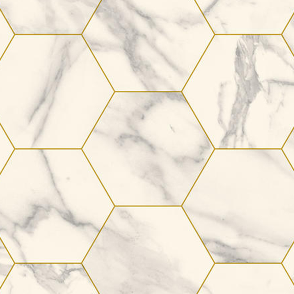 GERFLEX ICONIK LIFE 2.6MM MARBLE BIANCO HEXAGON/GOLD. LE (M²)