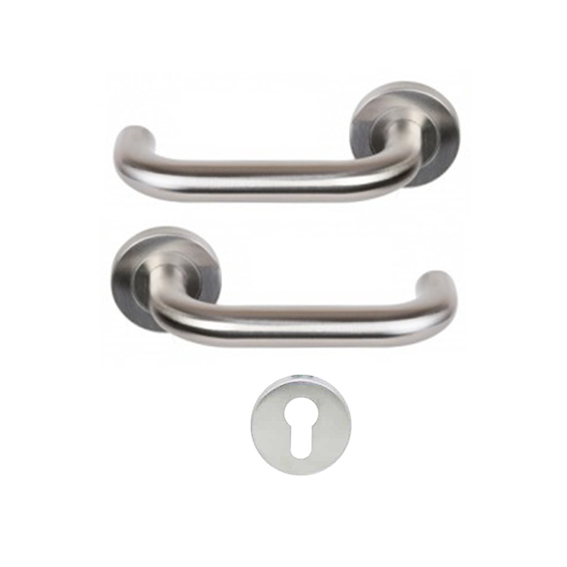 PAIRE DE BEQUILLE ROSACE CYLINDRE NICKLE RM502-CYL