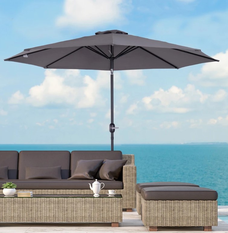 PARASOL AVEC MANIVELLE DIAM 300CM GRIS VES-3956