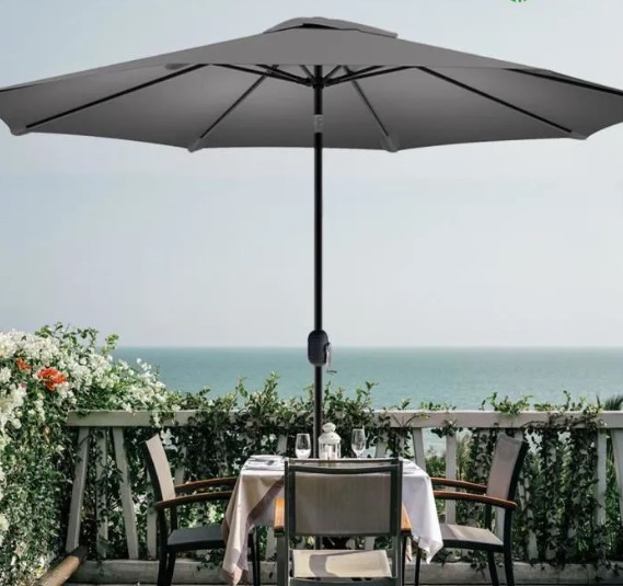 PARASOL INCLINABLE AVEC MANIVELLE CHAMPAGNE