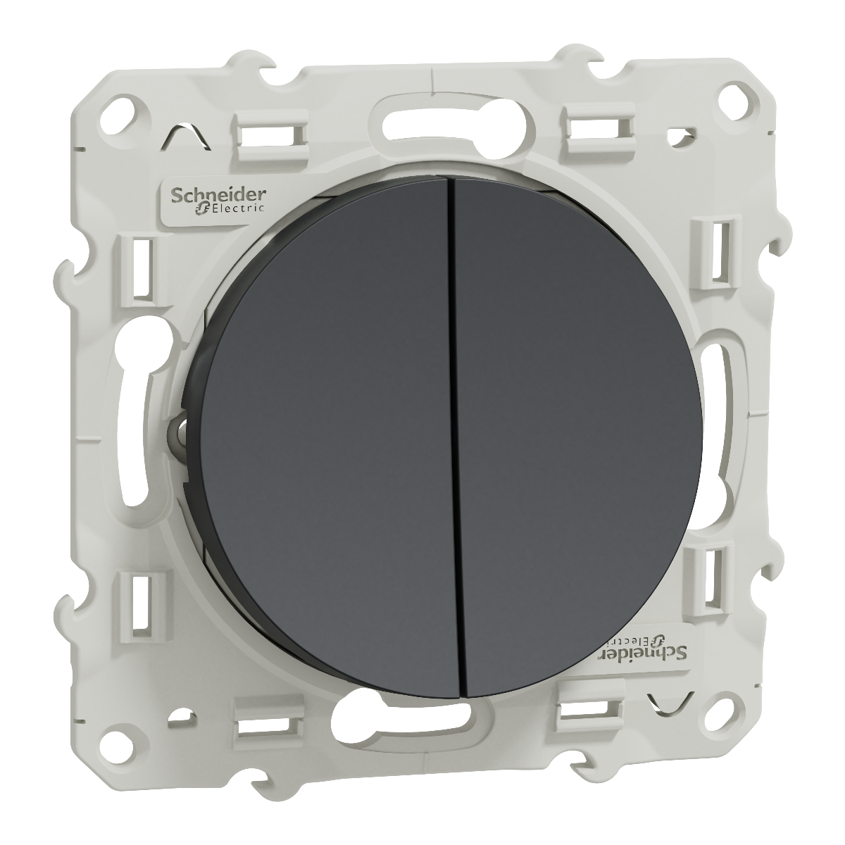 INTERRUPTEUR DOUBLE VA & VIENT 10A. ODACE NOIR ANTHRACITE