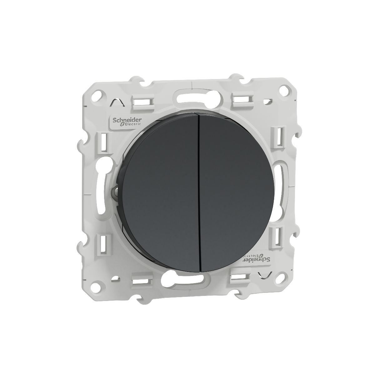 INTERRUPTEUR DOUBLE BOUTON POUSSOIR. ODACE NOIR ANTHRACITE