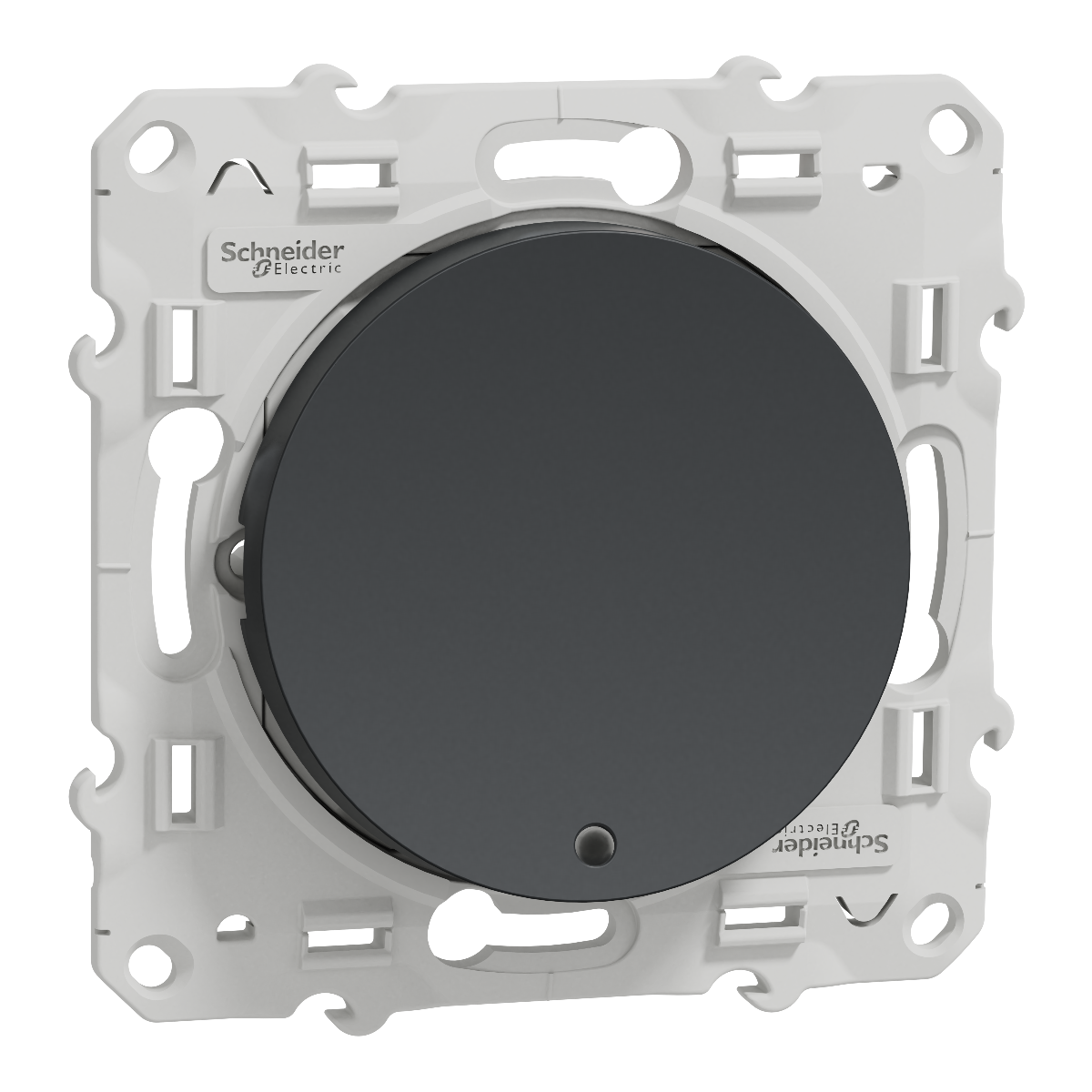 BOUTON POUSSOIR LUMINEUX 10A. LED BLEU. ODACE NOIR ANTHRACITE