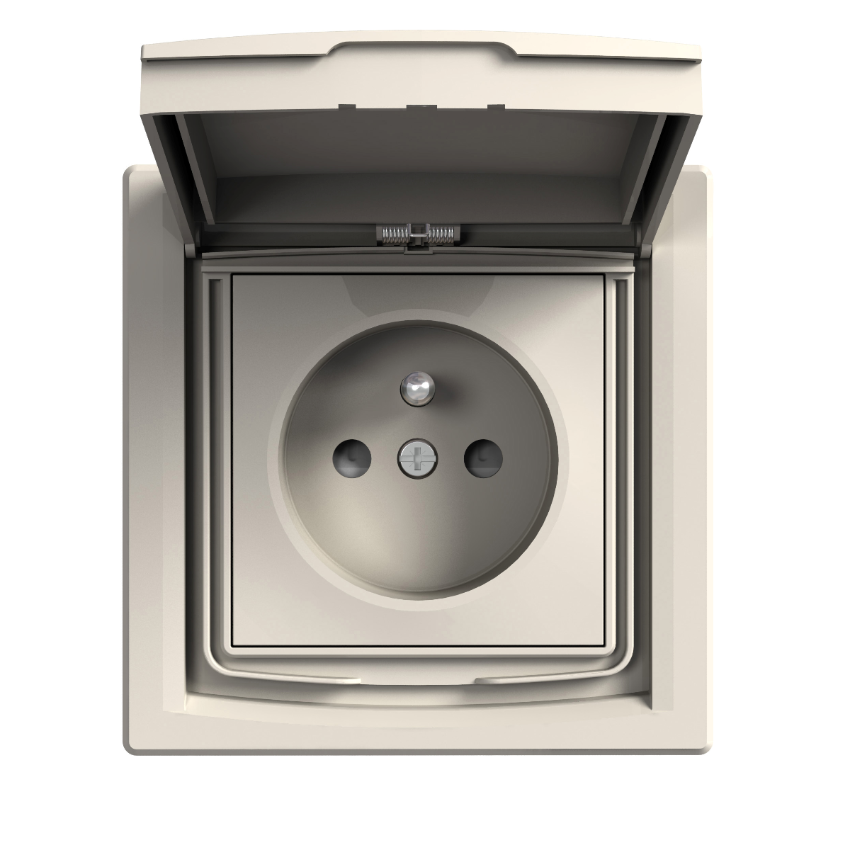 PRISE DE COURANT 2P+T/16A AVEC CLAPET IP44. ASFORA CREME