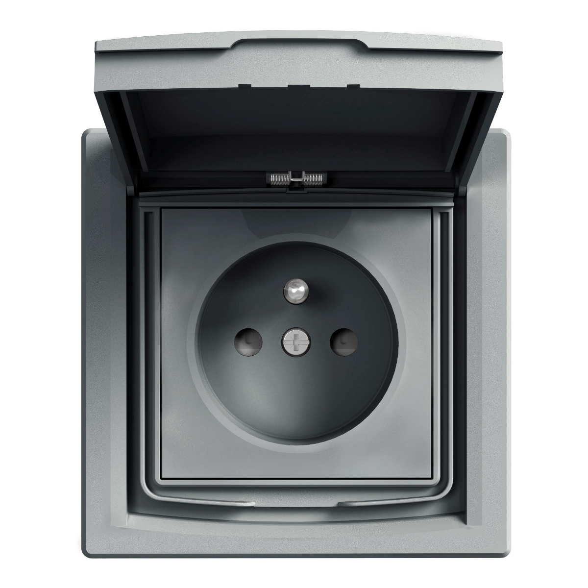 PRISE DE COURANT 2P+T/16A AVEC CLAPET IP44. ASFORA ACIER