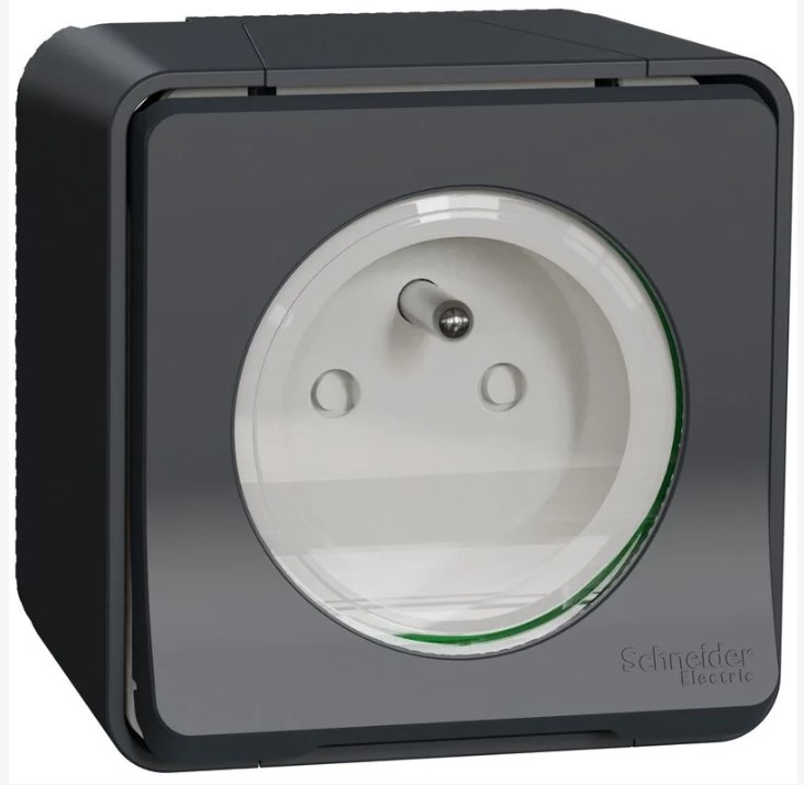 PRISE COURANT 2P+T MUREVA STYL SAILLIE IP55 IK08 GRIS ANTHRACITE