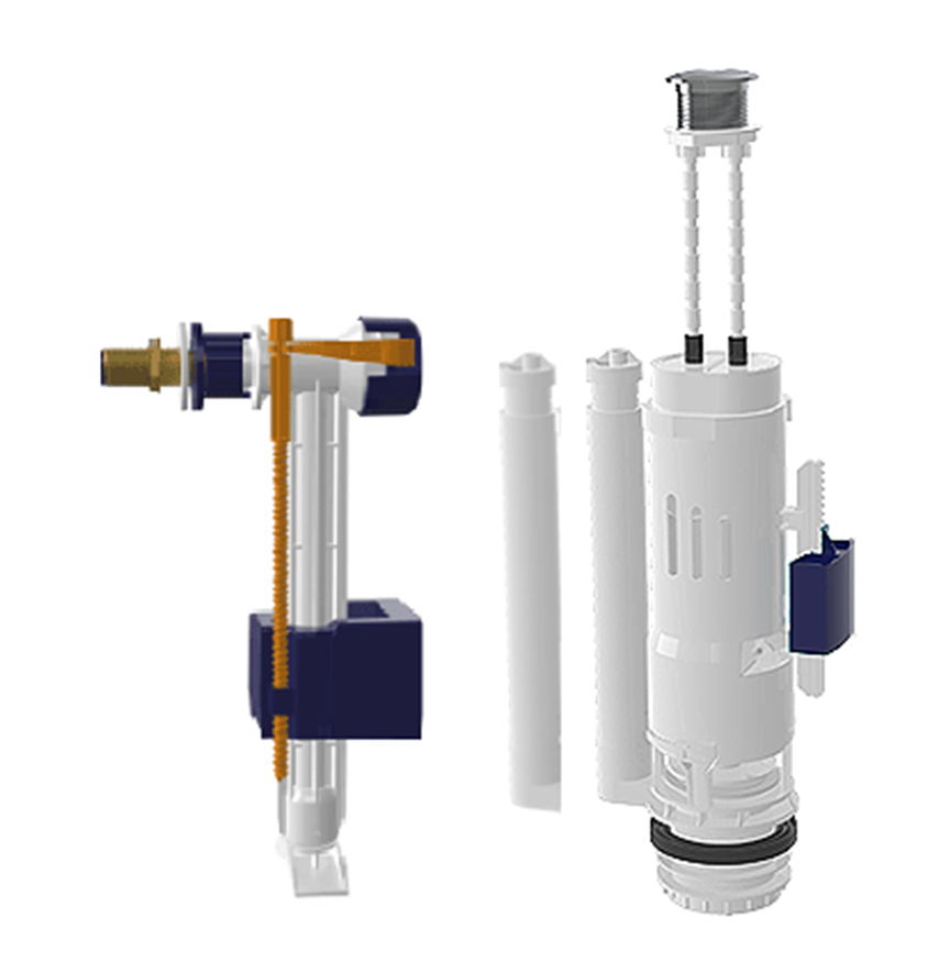 MECANISME DOUBLE AQUARUIS AVEC ROBINET FLOTTEUR CUIVRE BAS 3/6 4147