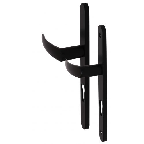 POIGNEE CLEDOR DE PORTE SUR PLAQUE JUMBO ALUMINIUM NOIR MAT PC