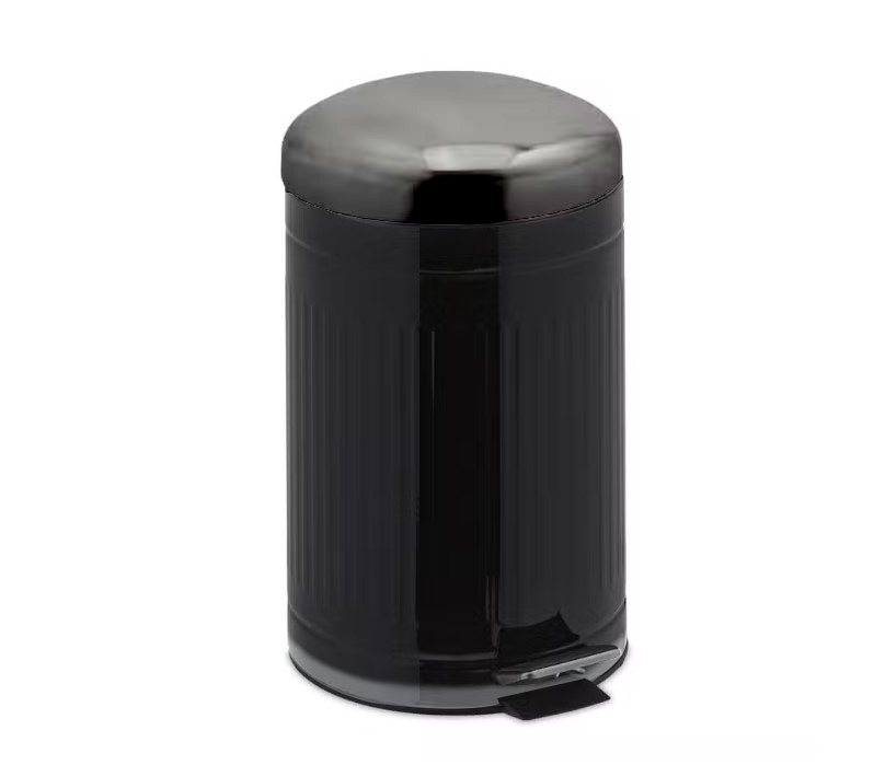 Jessar - Poubelle à Pédale, Capacité de 5 Litres, Fermeture Douce, Couvercle en Bambou, Noir main image 1