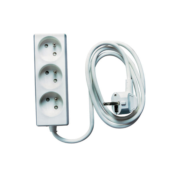 Multiprises 3x2P+T 3m Blanc