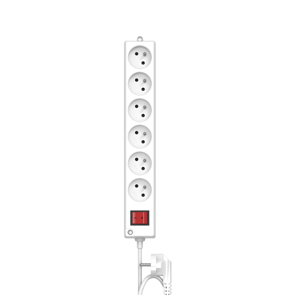 Multiprises 6x2P+T 3m Blanc