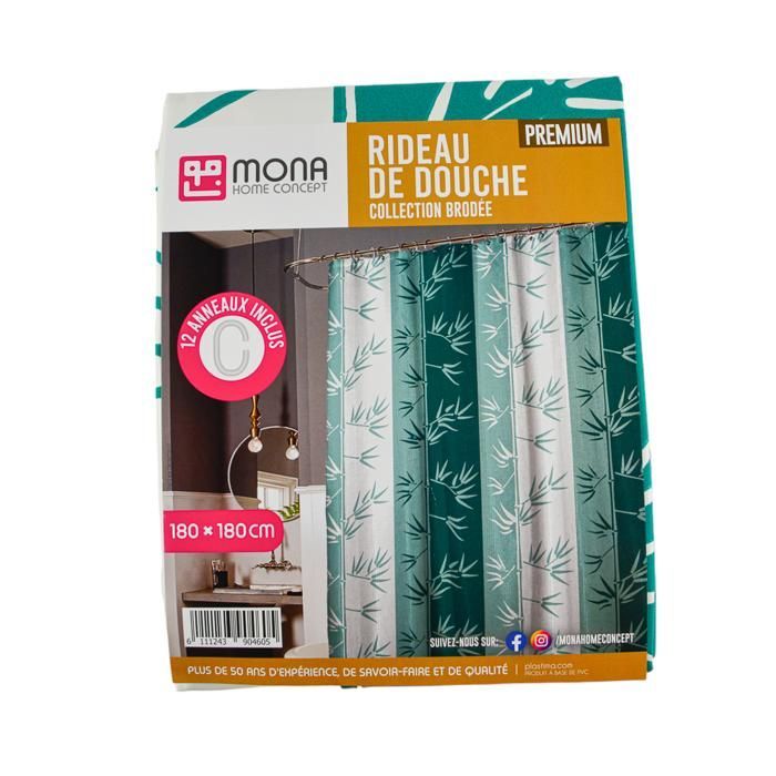 RIDEAUX DE DOUCHE BRODEE BAMBOO