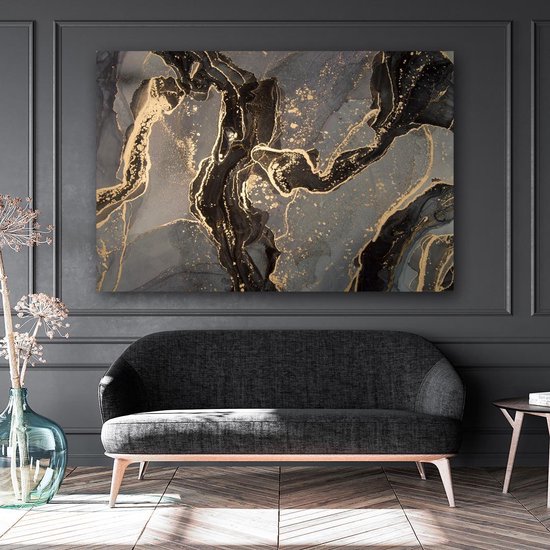 POSTER MOTIF ART ABSTRAIT OR NOIR