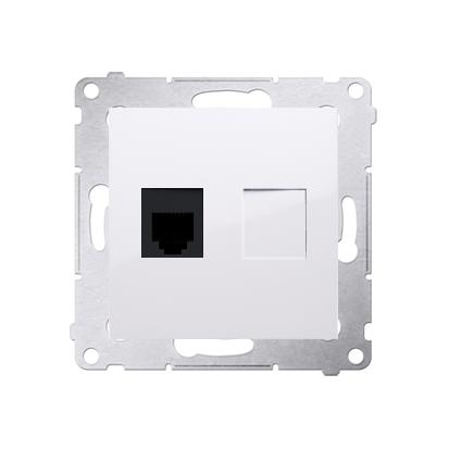 Prise téléphone RJ12 connexion à vis avec griffes blanc Simon 54
