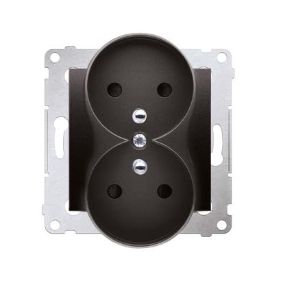 Double prise de courant 2x2P+T connexion à vis avec griffes Graphite Simon 54
