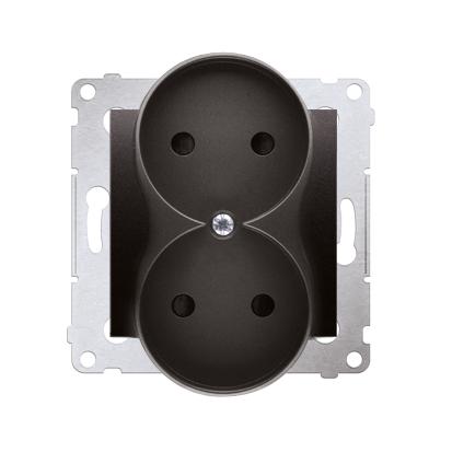 Prise de courant 2P connexion à vis avec griffes Graphite Simon 54