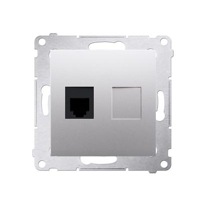 Prise téléphone RJ12 connexion à vis avec griffes Aluminium Simon 54