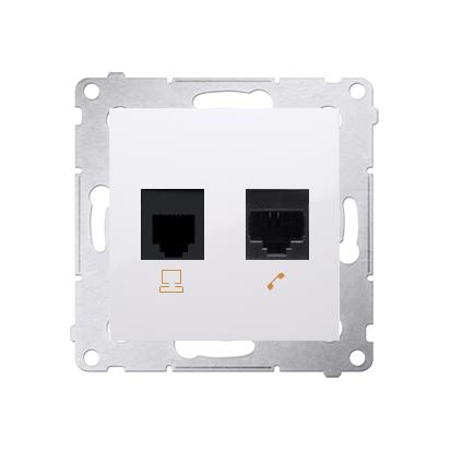 Prise RJ45 + RJ12 connexion à vis avec griffes blanc Simon 54