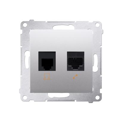 Prise RJ45 + RJ12 connexion à vis avec griffes Aluminium Simon 54