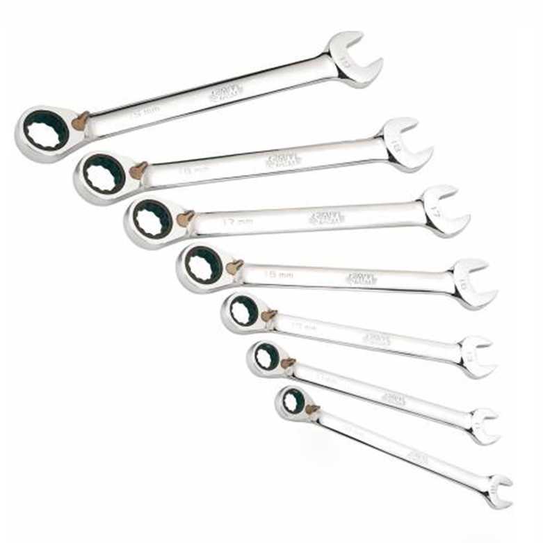 JEU DE 7 CLE MIXTES A CLIQUET DE 8 A 19 MM