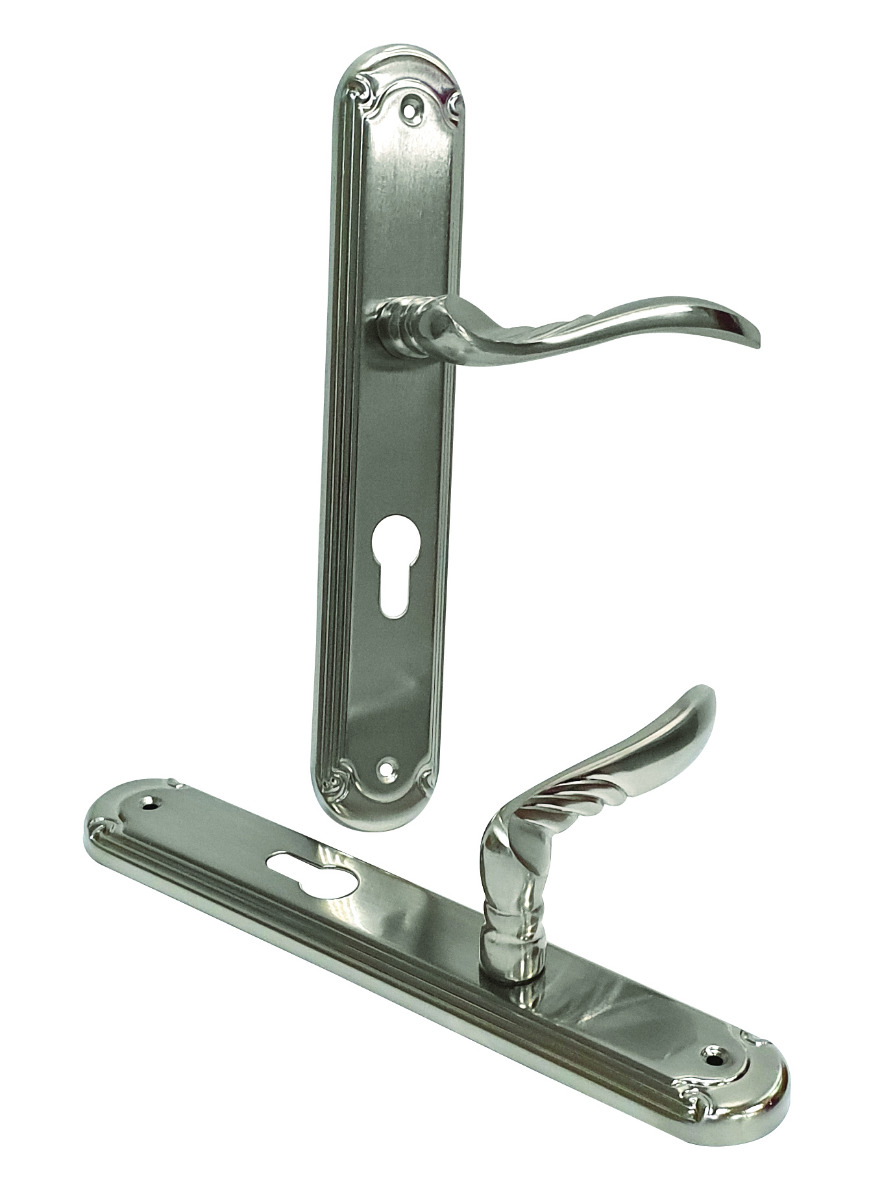 PAIRE DE POIGNEE FINITION NICKELE EMPREINTE CYLINDRE - LH306-CYL-N