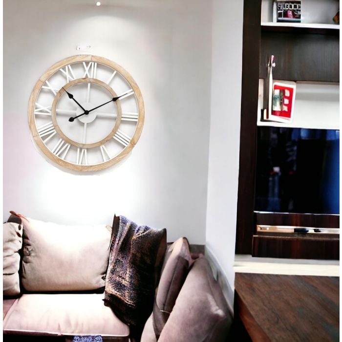 Horloge Murale Fonctionnelle Diamètre 126 Mm Chiffres Romains - Mouvement à Engrenages Visibles - Alimentation Pile AAA - Neuf