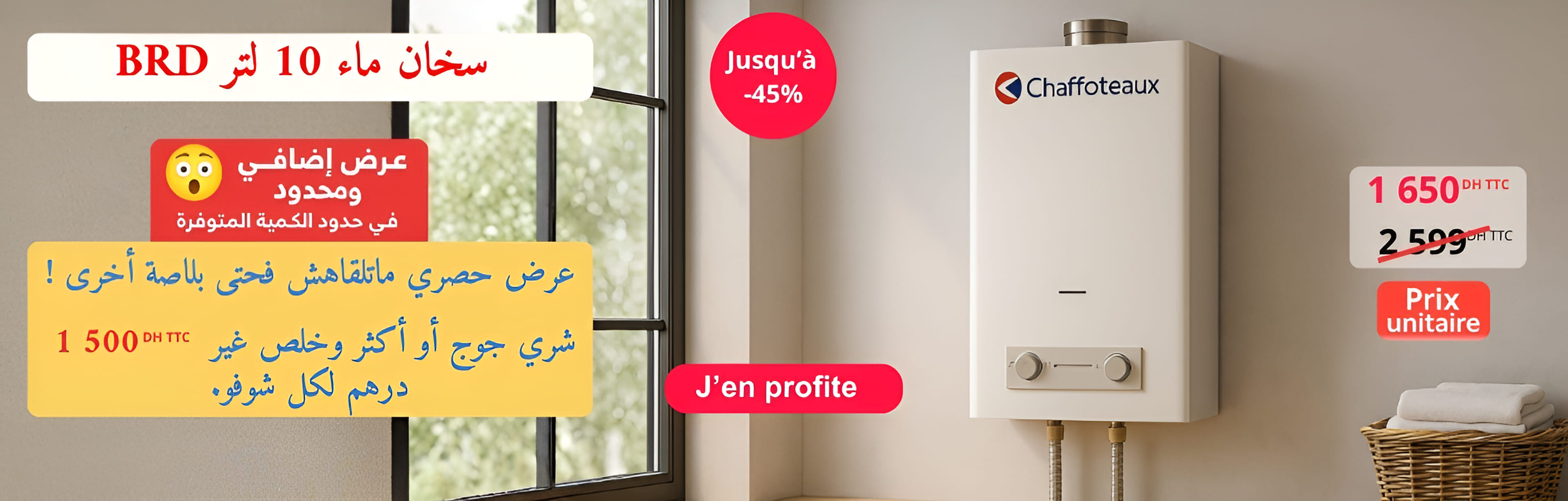 Promo chauffe eau à gaz 10L
